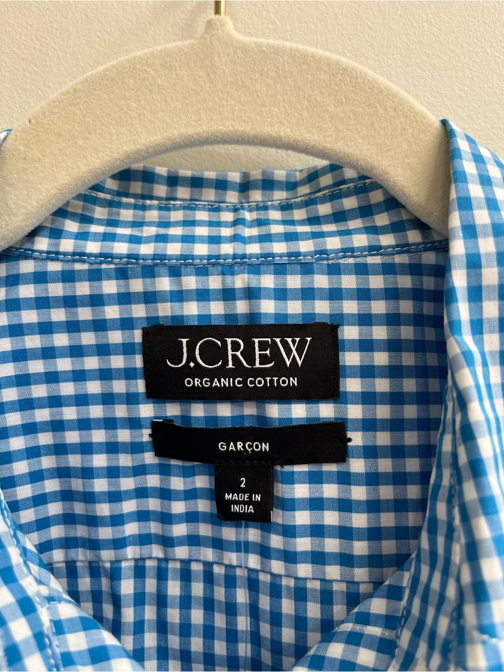 J. Crew Womens Garçon organic cotton poplin shirt in gingham Blue White BU084 - Picture 10 of 12